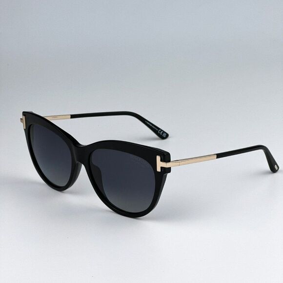 NEW Tom Ford FT0821/S KIRA 01D Black Polarized Gradient Cat Eye Women Sunglasses - Picture 8 of 13